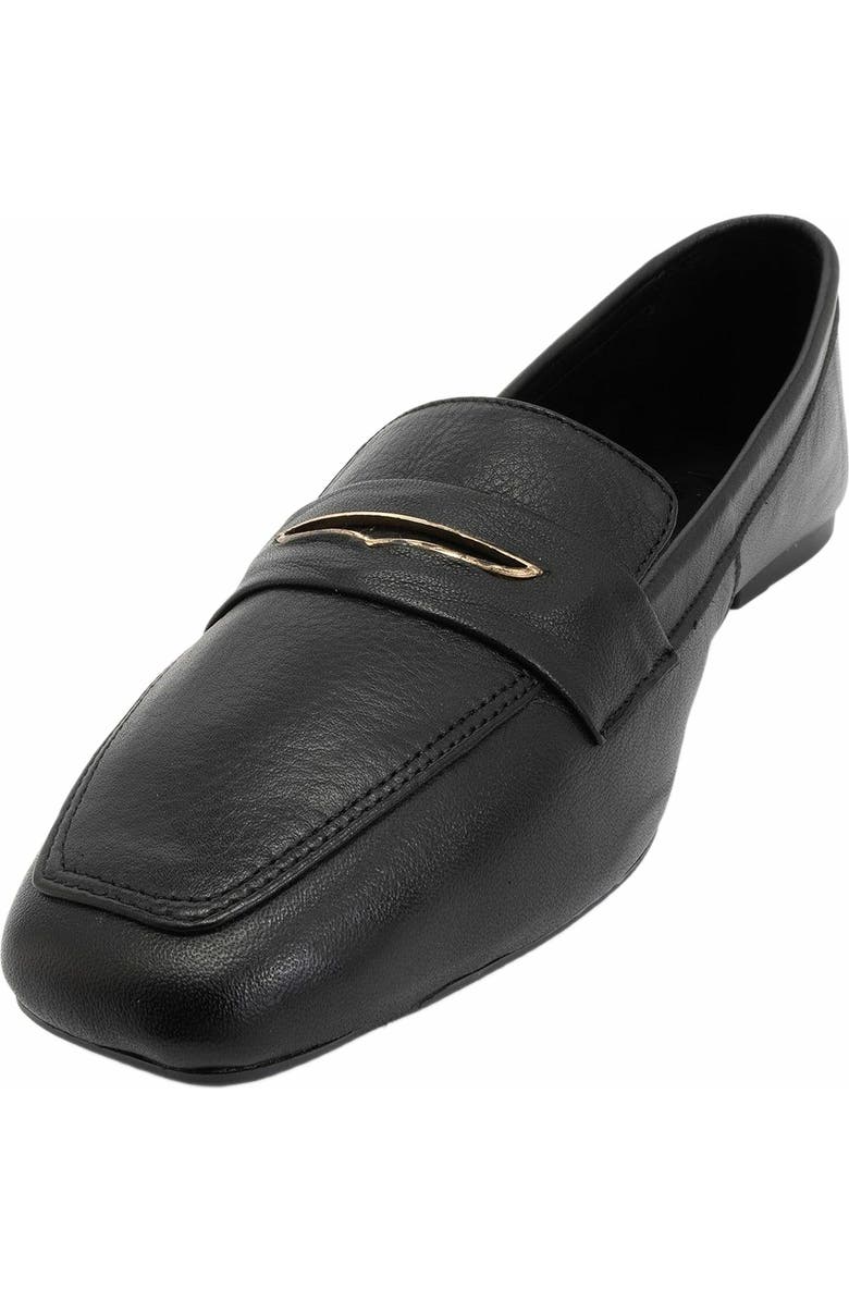 Forever & Always Shoes Iridessa Leather Flat Loafers, Alternate, color, Black Leather
