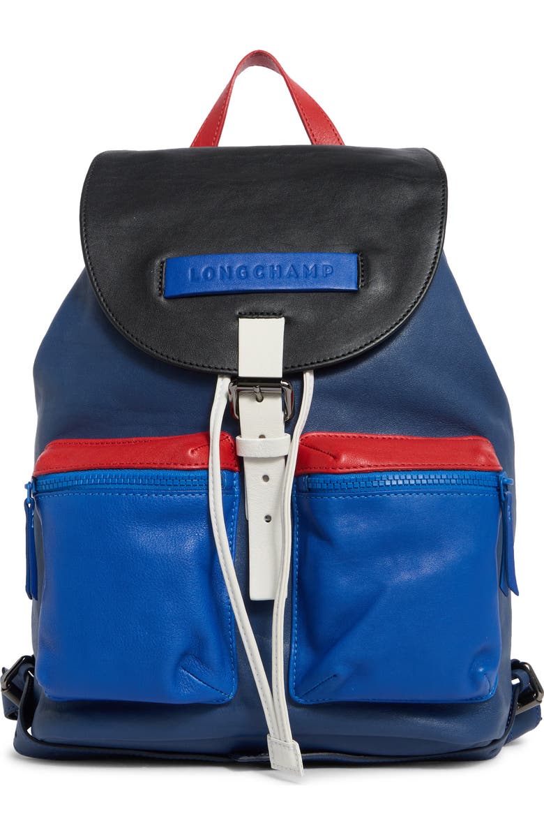 Longchamp LC3D Colorblock Medium Leather Backpack, Main, color, Blue