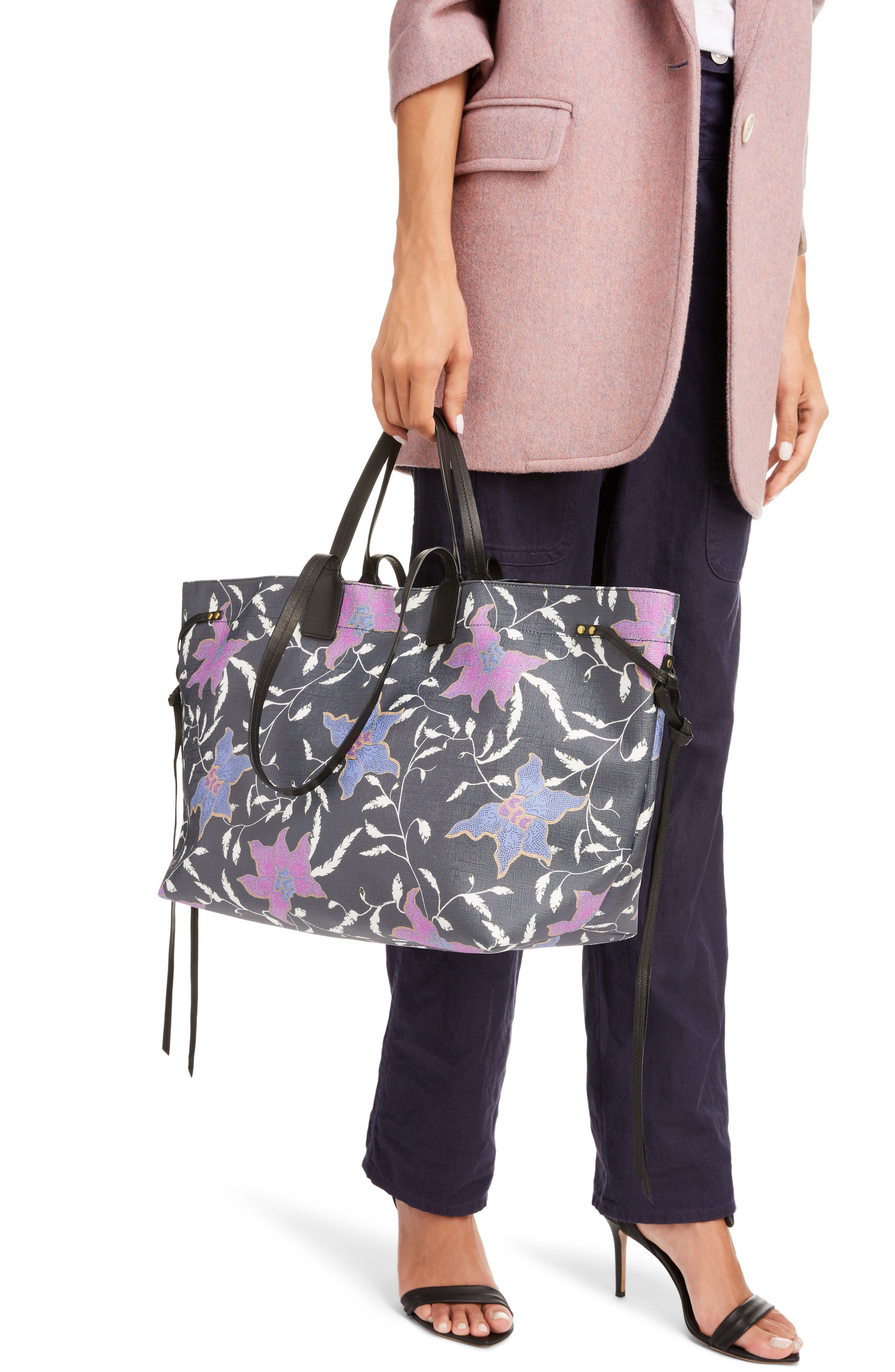 Isabel Marant Wydra Floral Print Coated Canvas Tote, Alternate, color, 