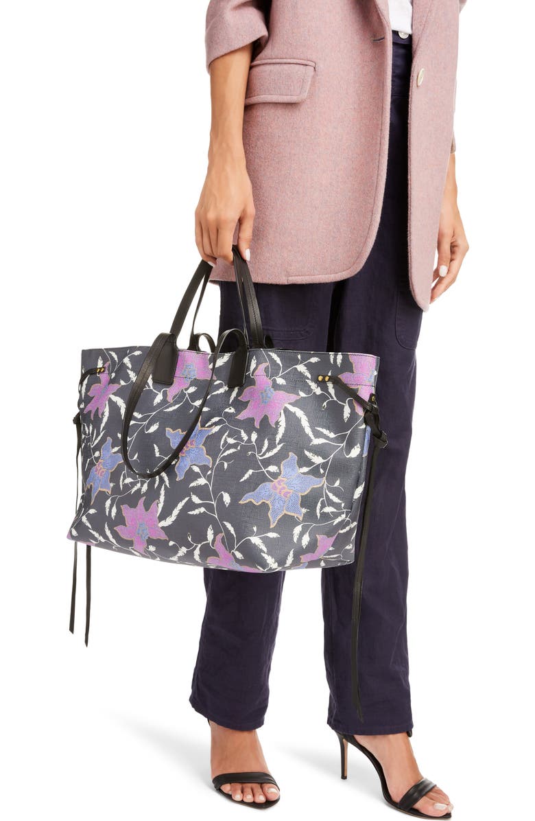 Isabel Marant Wydra Floral Print Coated Canvas Tote, Alternate, color,