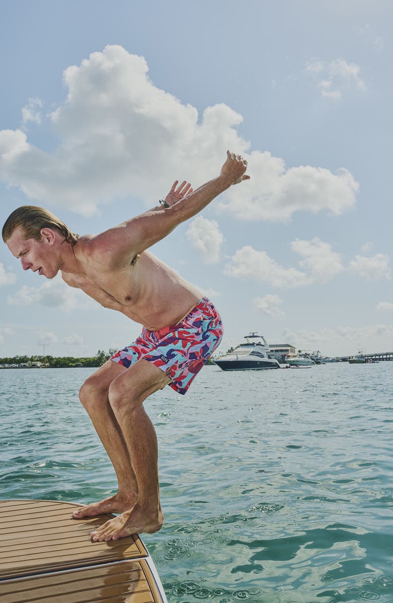 SAXX Floral Print 2N1 Volley Shorts, Alternate, color, Tropical Lens-Multi