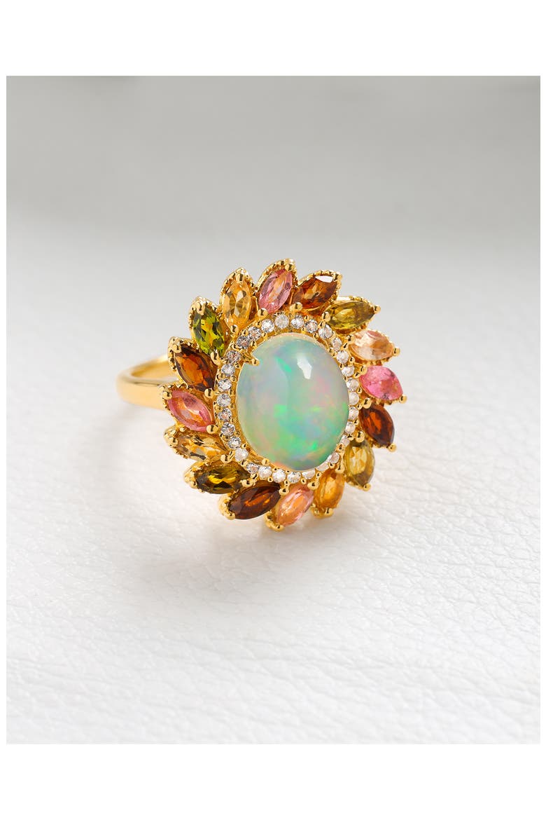 Ethiopian Opal Oval Halo Ring, Alternate, color, OPAL MULTI