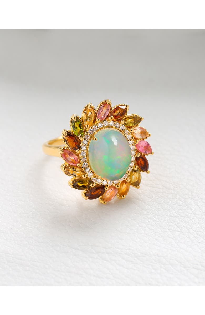 YS GEMS Ethiopian Opal Oval Halo Ring, Alternate, color, Opal Multi