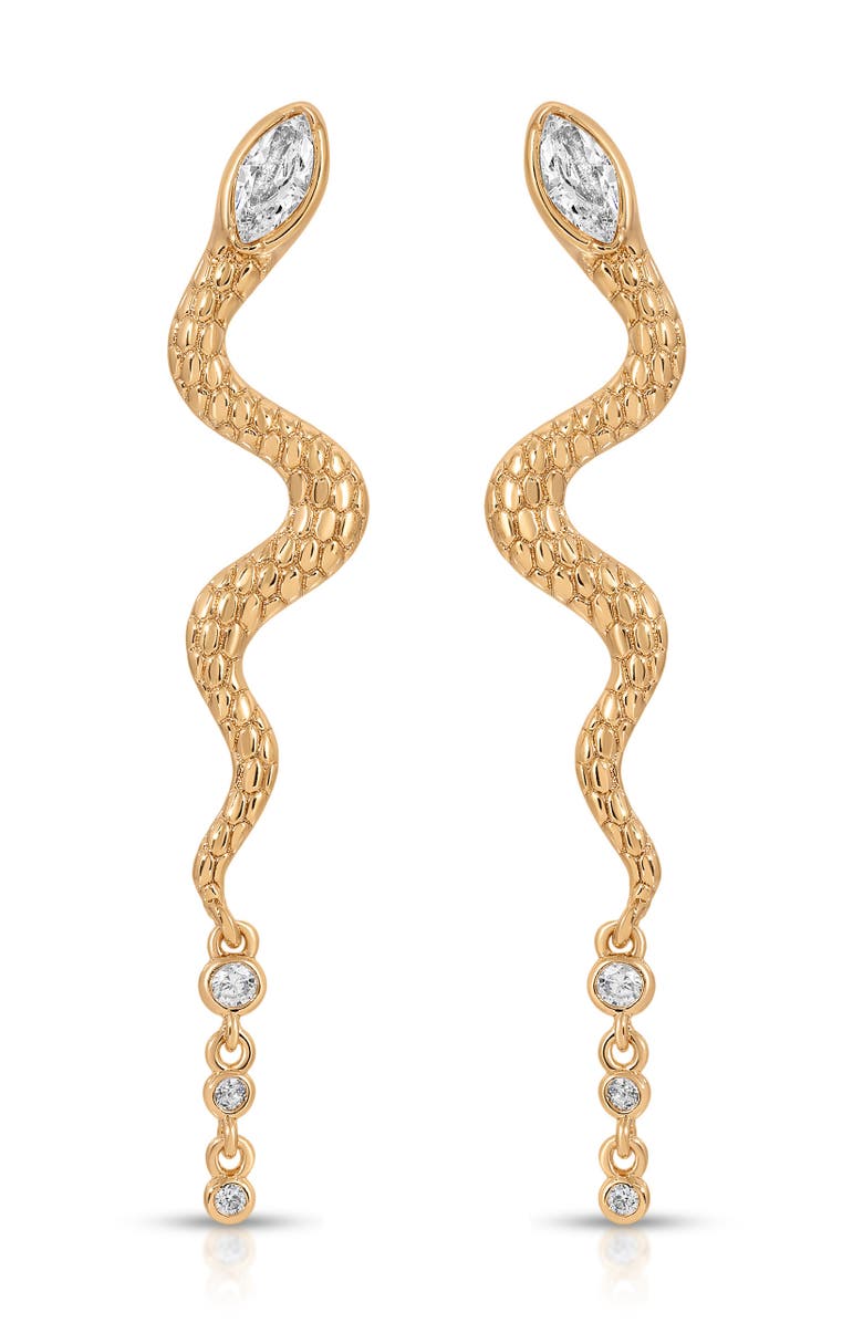 Ettika Serpentina Linear Earrings, Alternate, color, Gold