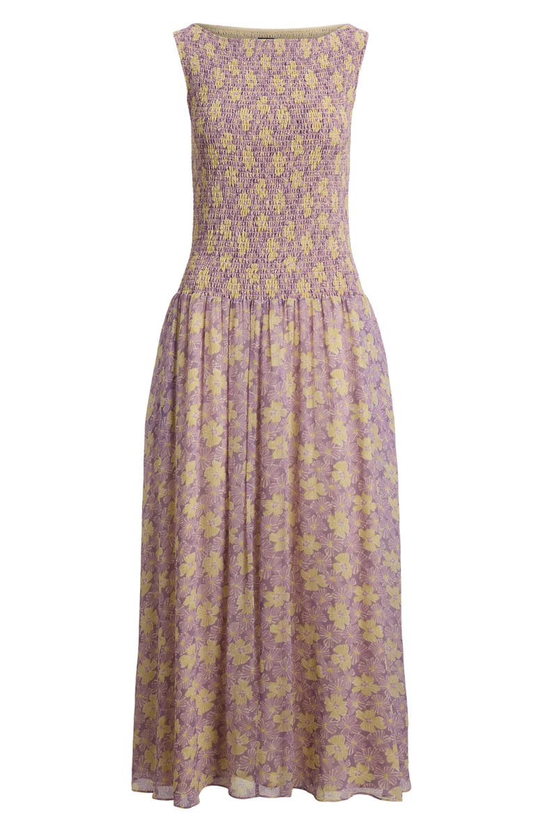 Polo Ralph Lauren Floral Print Smocked Maxi Dress, Alternate, color, Soft Bloom Purple Yellow