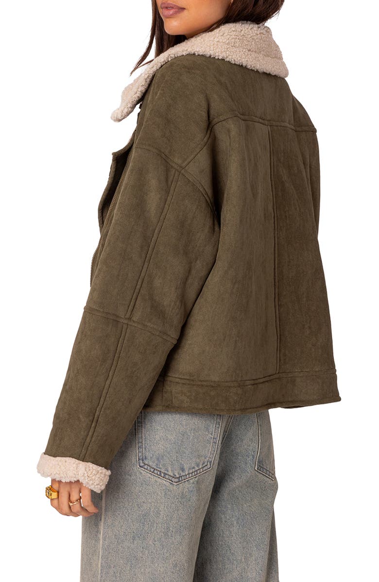 EDIKTED Oversize Faux Shearling & Faux Suede Jacket, Alternate, color,