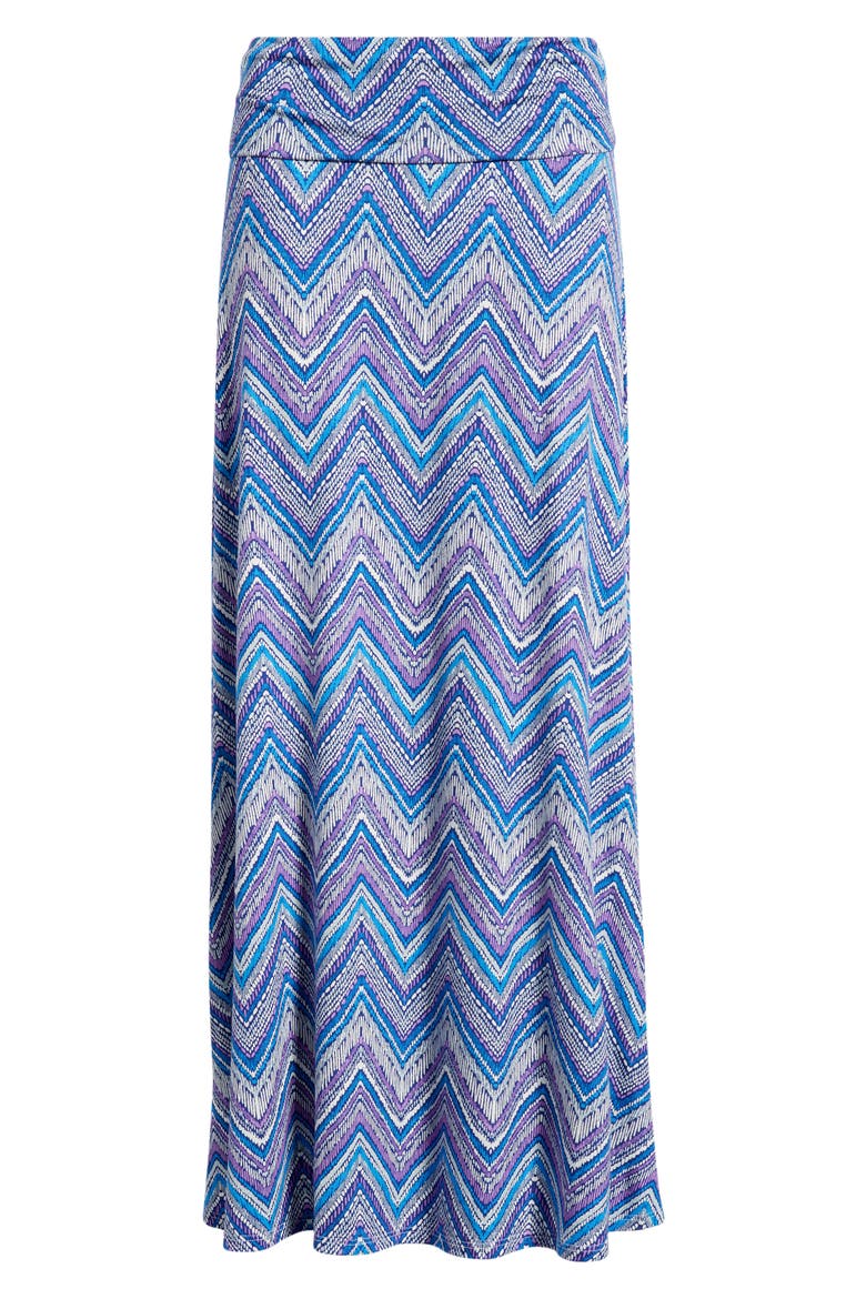 Roll ZIgzag Floral Print Maxi Skirt, Alternate, color, BLUE