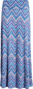 Loveappella Roll ZIgzag Floral Print Maxi Skirt