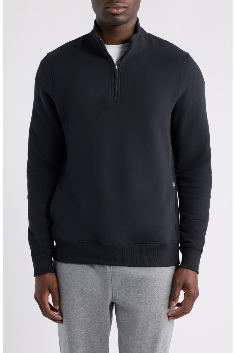Ace Cotton Blend French Terry Half Zip Pullover, Main, color, TRUE BLACK