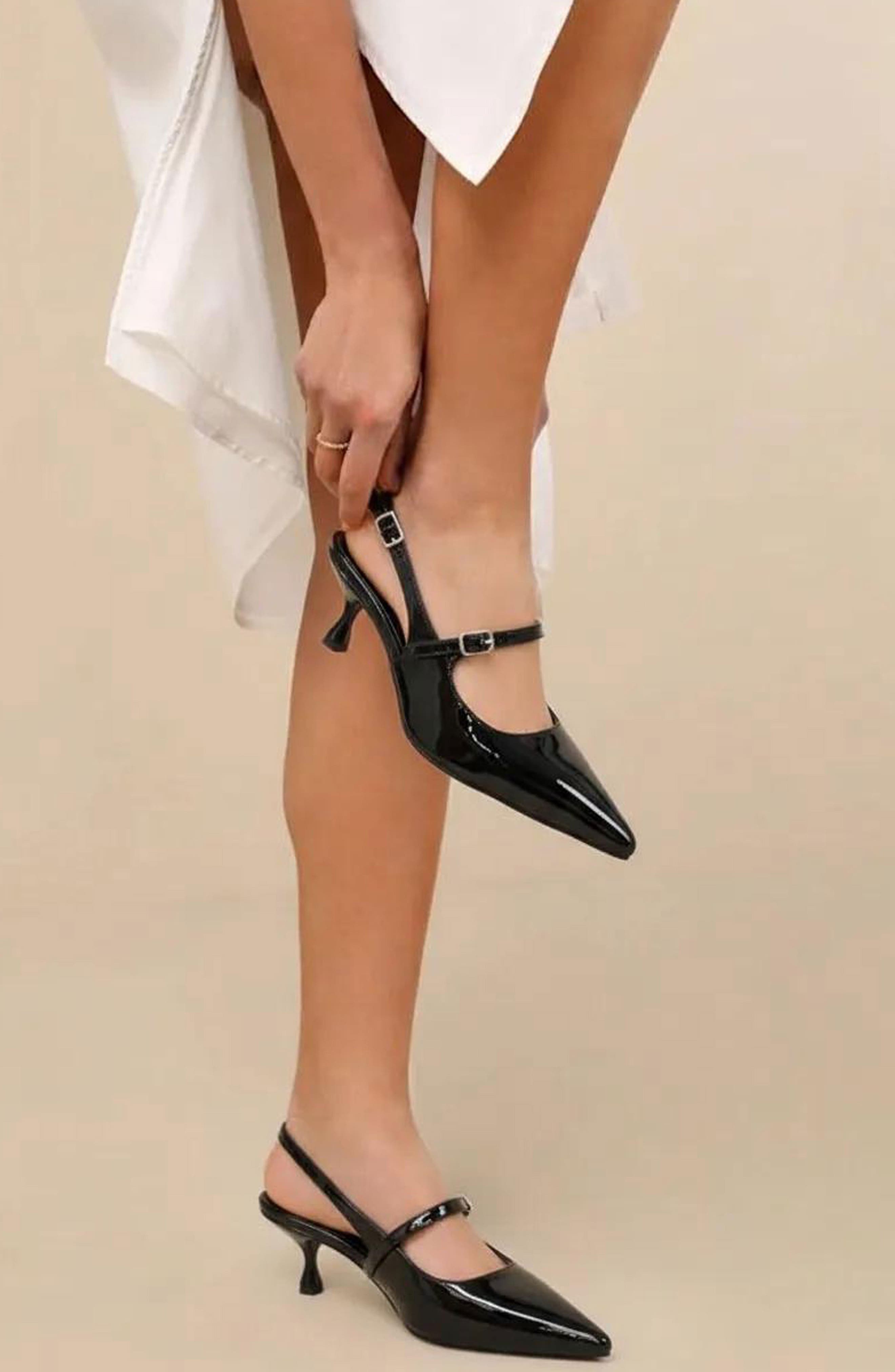 CHASE AND CHLOE Arima Slingback Pump, Alternate, color, Black Patent