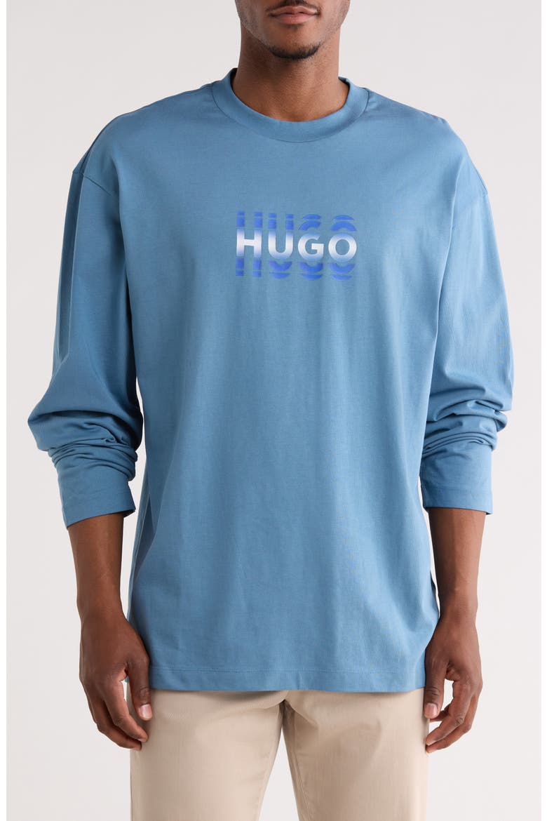 Long Sleeve Logo Graphic T-shirt, Main, color, OPEN BLUE