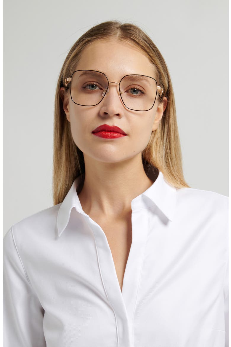 56mm Square Reading Glasses, Alternate, color, GOLD BLACK