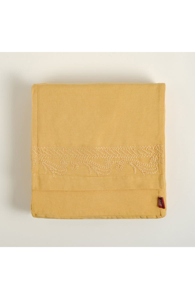 Zsa Zsa Zsu Mino Emroidered King Size Cotton Linen Duvet Cover Set 94X87 In, Alternate, color, Mustard