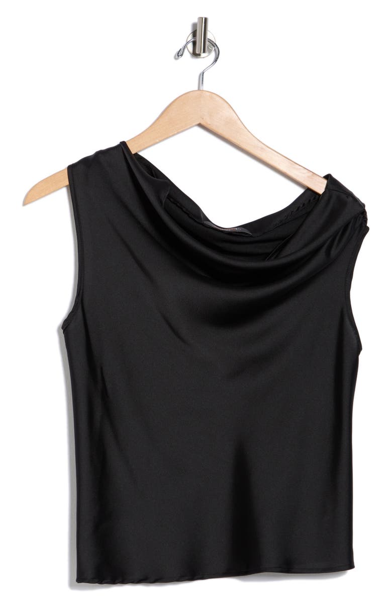 Renee C One-Shoulder Satin Tank, Alternate, color, Black