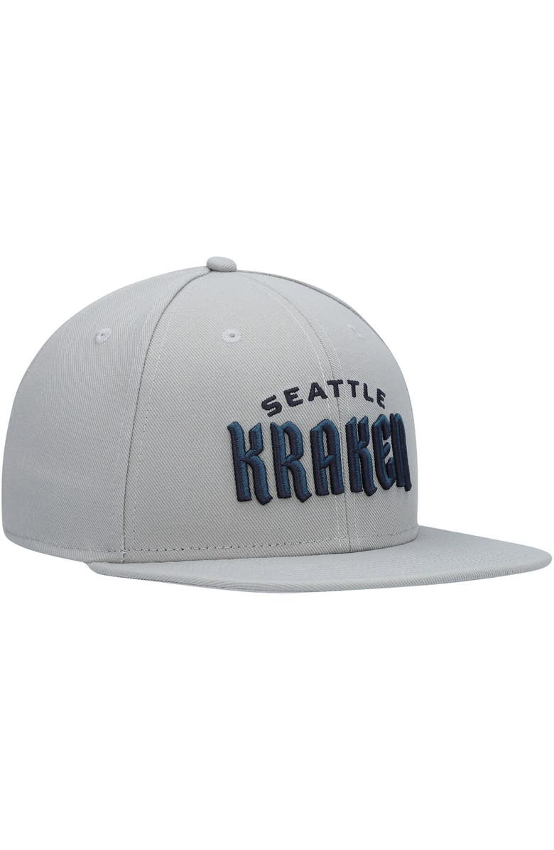 FANATICS Men's Fanatics Branded Gray Seattle Kraken Wordmark Logo Snapback Hat, Alternate, color, Gray