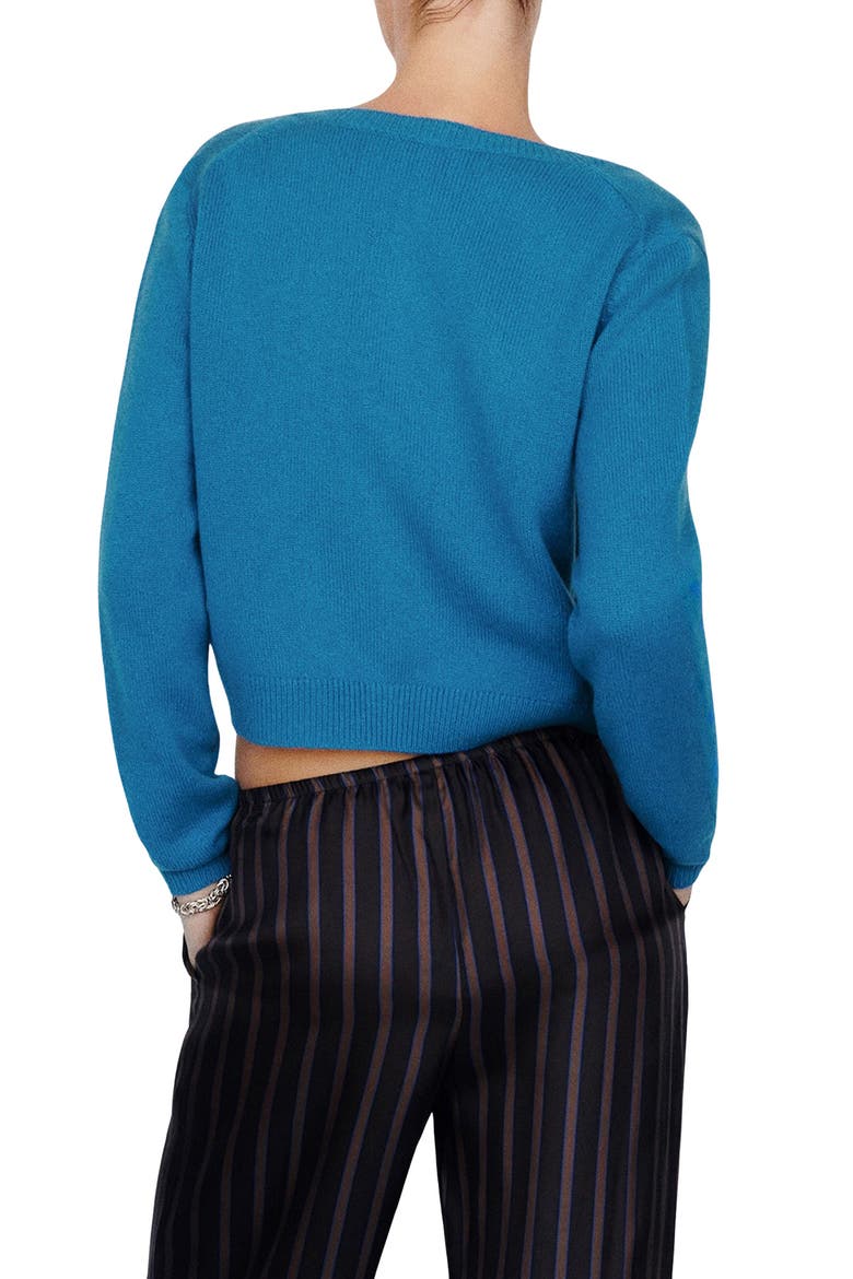Clara Cashmere Crewneck Cardigan, Alternate, color, CERULEAN