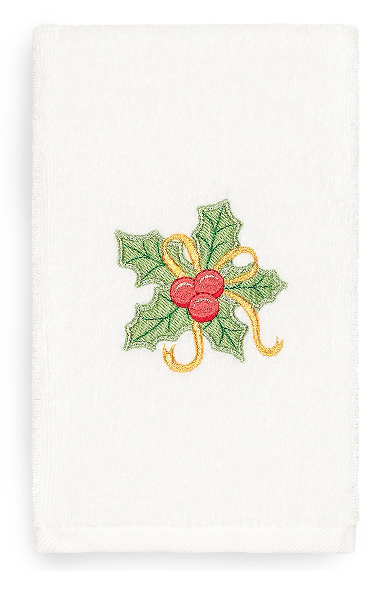Linum Home Textiles Holly Berry Embroidered Hand Towel | Nordstromrack