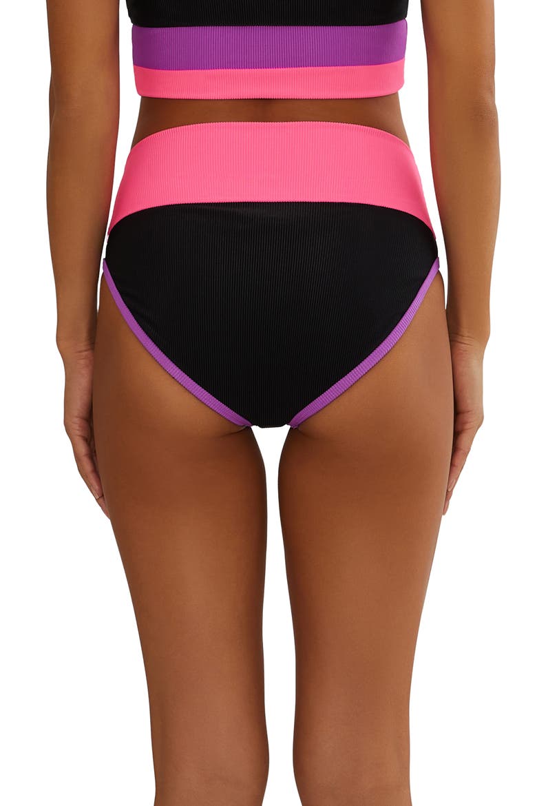 Emmy Colorblock High Waist Full Coverage Swim Bottoms, Alternate, color, VIVID VIOLET COLORBLOCK