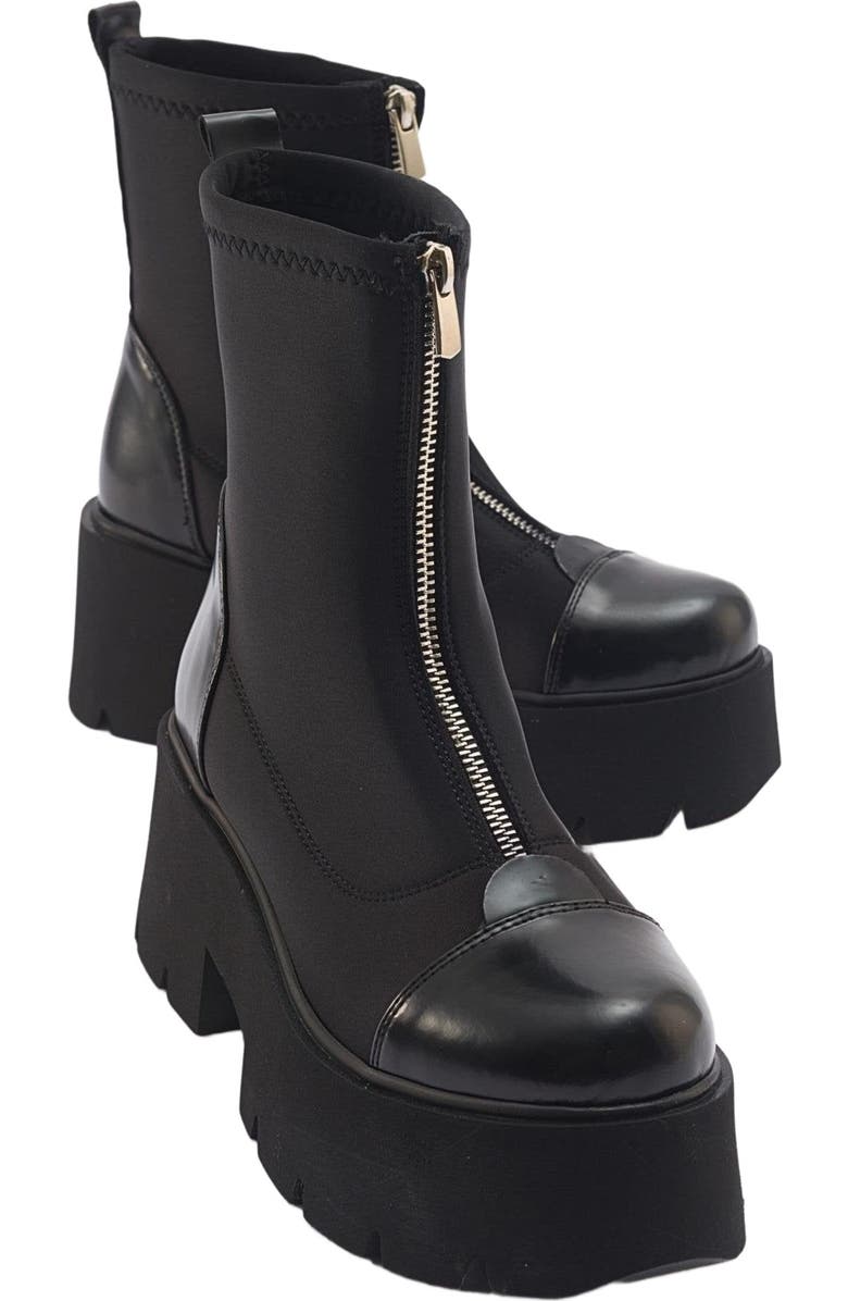 Prologue Shoes Bray Patent Chunky Boot, Main, color, Black Patent Faux Leather