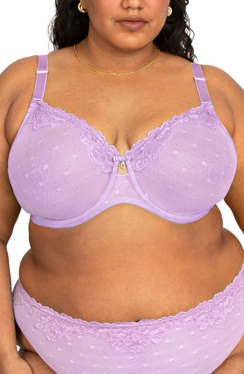 Shop Curvy Couture Sheer Whisper Full Coverage Unlined Underwire Bra In Stellar Orchid