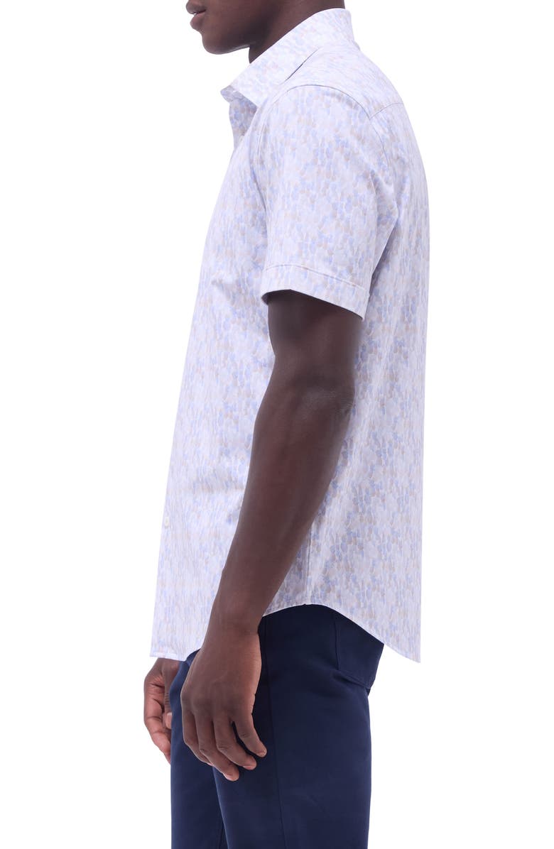 Bugatchi Miles OoohCotton<sup>®</sup> Pineapple Print Short Sleeve Button-Up Shirt, Alternate, color, Sky