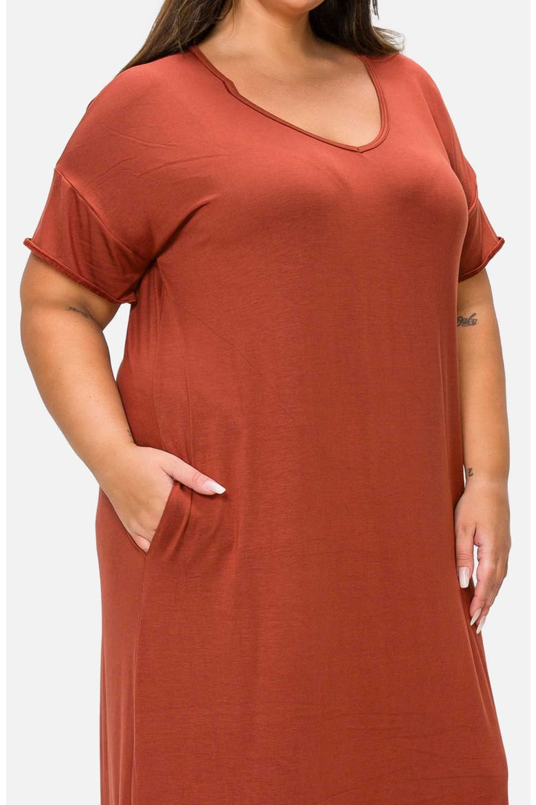 Short Sleeve Jersey Maxi Dress, Alternate, color, TOBACCO