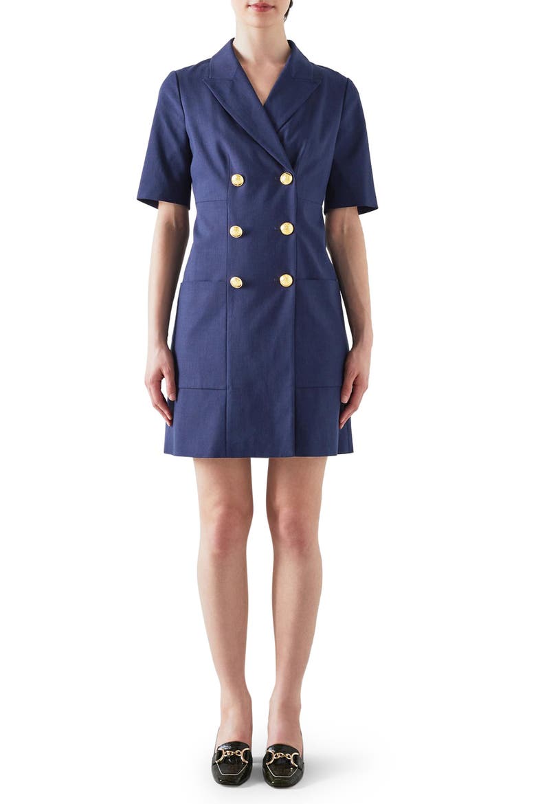 Kennedy Double Breasted Blazer Dress, Main, color, SPRING NAVY