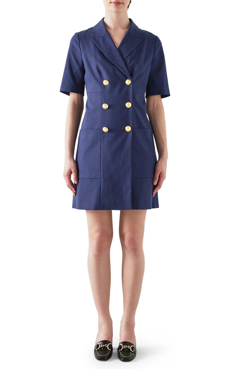 LK Bennett Kennedy Double Breasted Blazer Dress, Main, color, Spring Navy