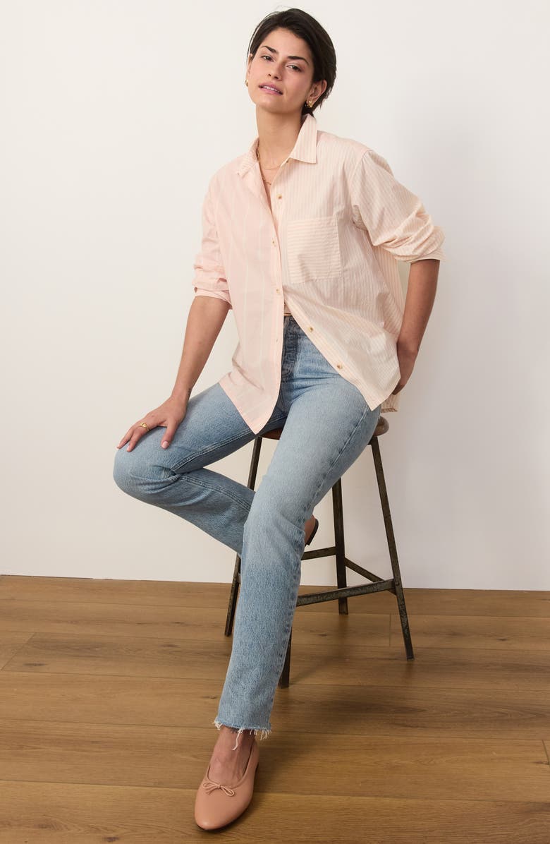 Marine Layer Cali Oversize Pima Cotton Poplin Button-Up Shirt, Alternate, color, 