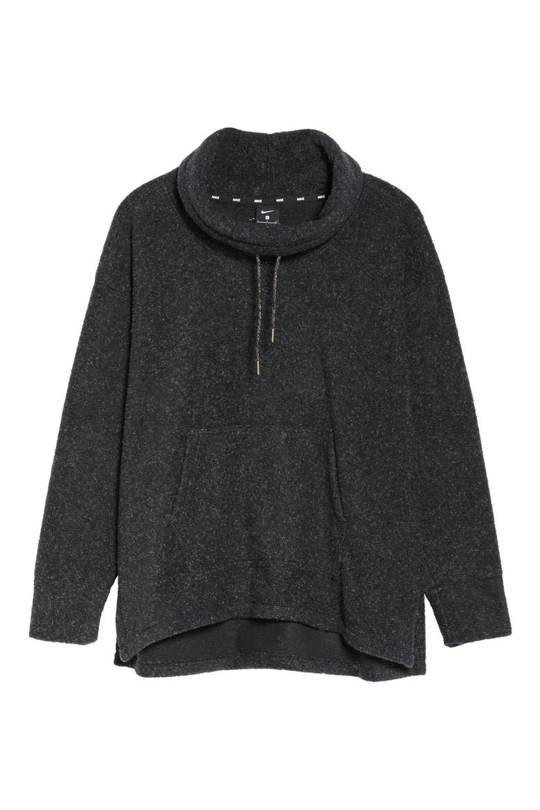 Cowl Neck Fleece Pullover, Alternate, color, BLACK/ HTR/ METALLIC GOLD