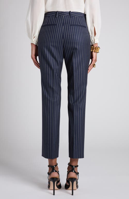 Tom Ford Pinstripe Virgin Wool Ankle Pants In Zhbby Combo Navy Stone