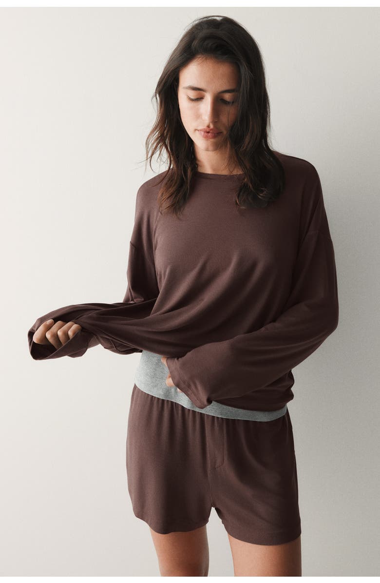 H&M Modal Pyjamas, Alternate, color, Dark Brown
