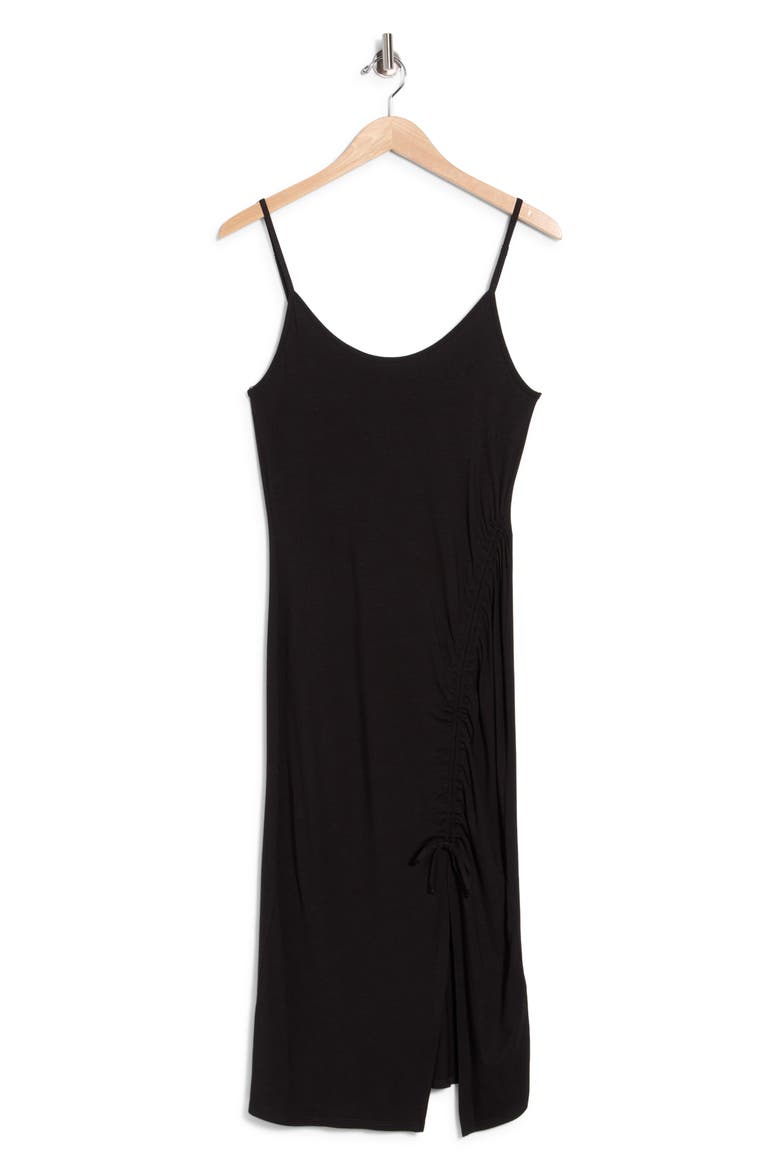 Strappy Cinch Side Midi Dress, Alternate, color, BLACK
