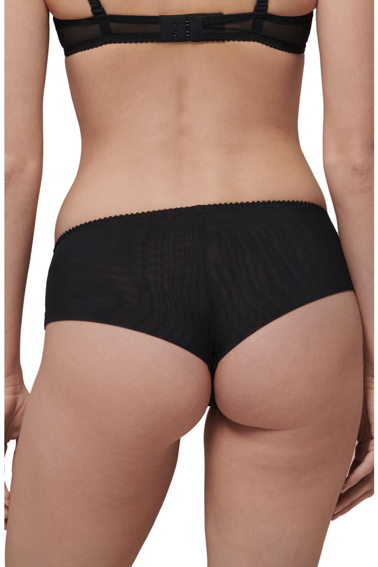 Intrigue Floral Embroidered Boyshorts, Alternate, color, BLACK