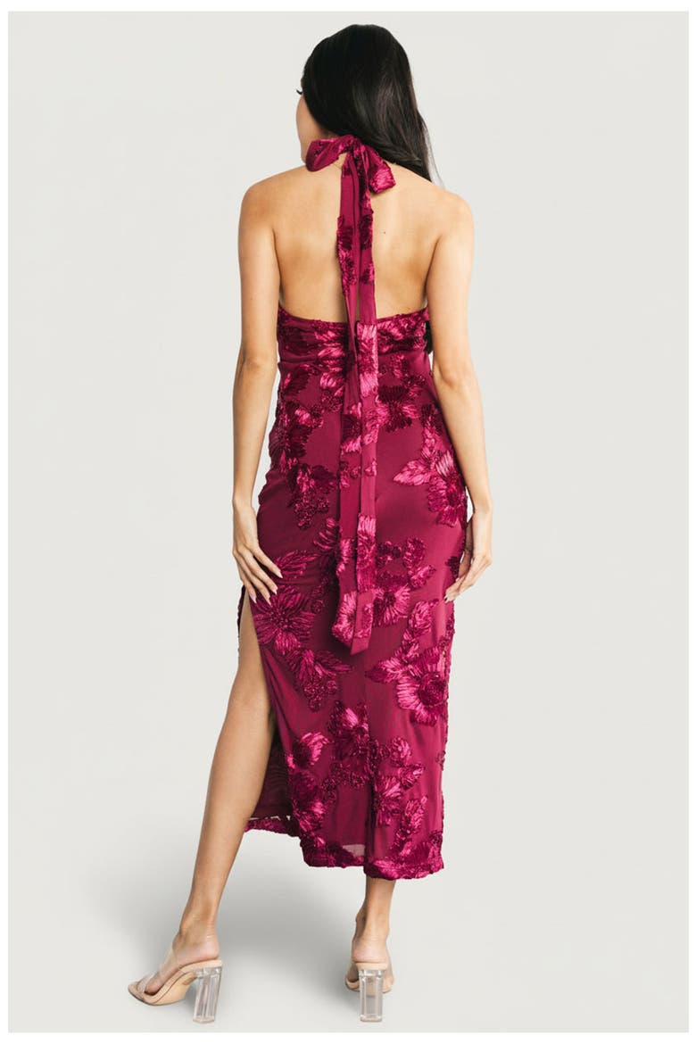 Lacey Halter Midi Dress, Alternate, color, Berry Floral