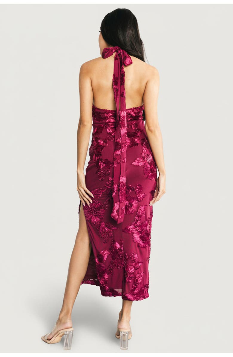 Baltic Børn Lacey Halter Midi Dress, Alternate, color, Berry Floral