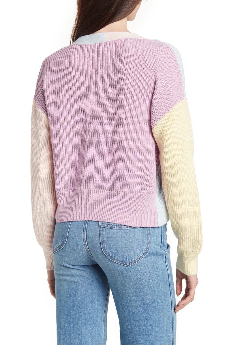 BCBGeneration Colorblock Knit Cardigan, Alternate, color,