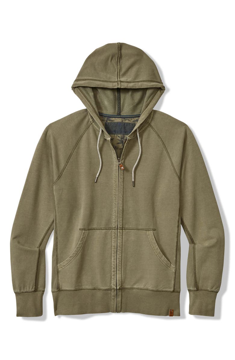 Tommy Bahama Ben & Terry Cotton Zip-Up Hoodie, Main, color, Tea Leaf