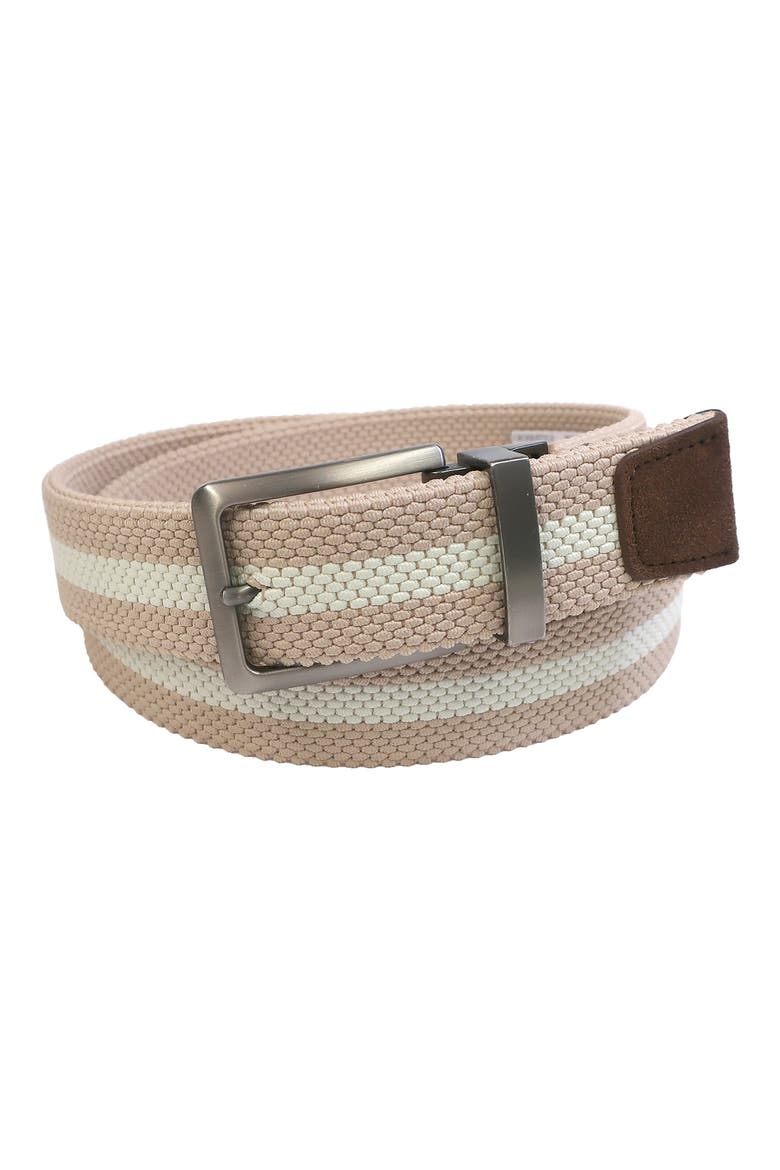 Reversible Stretch Woven Belt, Alternate, color, KHAKI/ IVORY