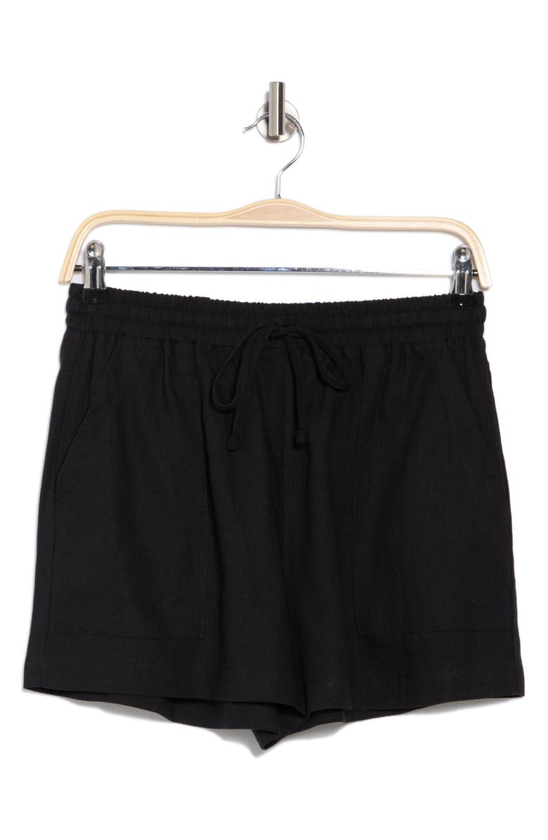 Splendid Marseille Linen Blend Drawstring Shorts, Alternate, color, Black