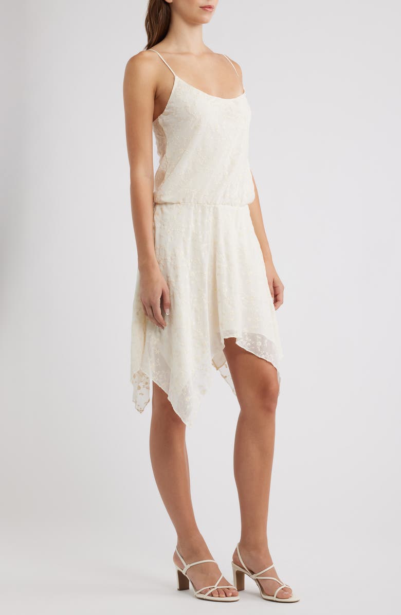 Reformation Jessamy Handkerchief Hem Minidress, Alternate, color, Cream