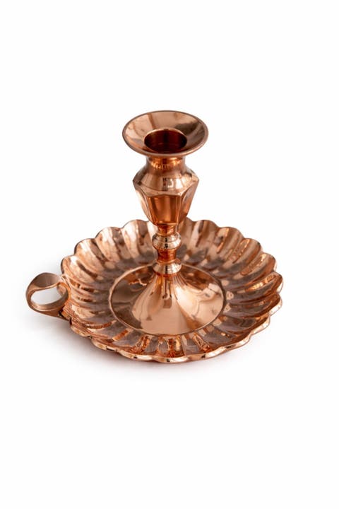 Vintage French Inspired Candlestand With Fluted Drip Plate