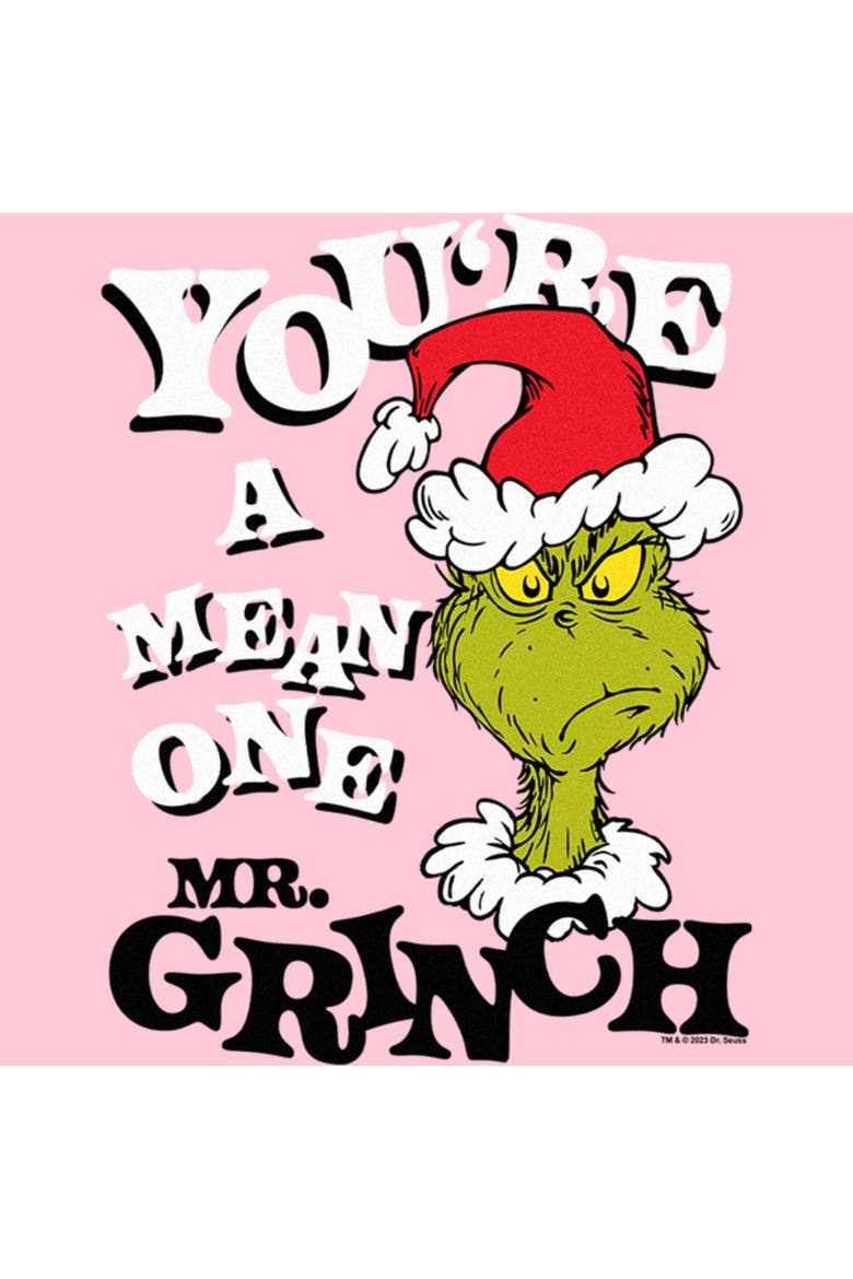 Girl's The Grinch Christmas Grinch You're a Mean One Portrait  Graphic T-Shirt, Alternate, color, Light Pink