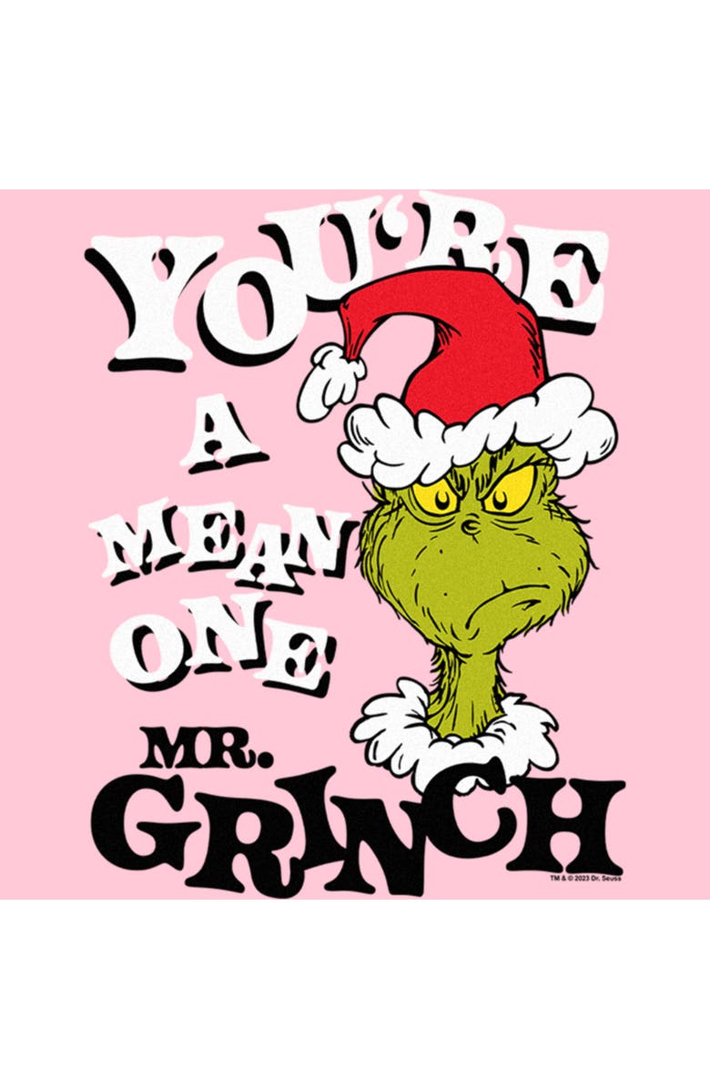 The Grinch Girl's The Grinch Christmas Grinch You're a Mean One Portrait  Graphic T-Shirt, Alternate, color, Light Pink
