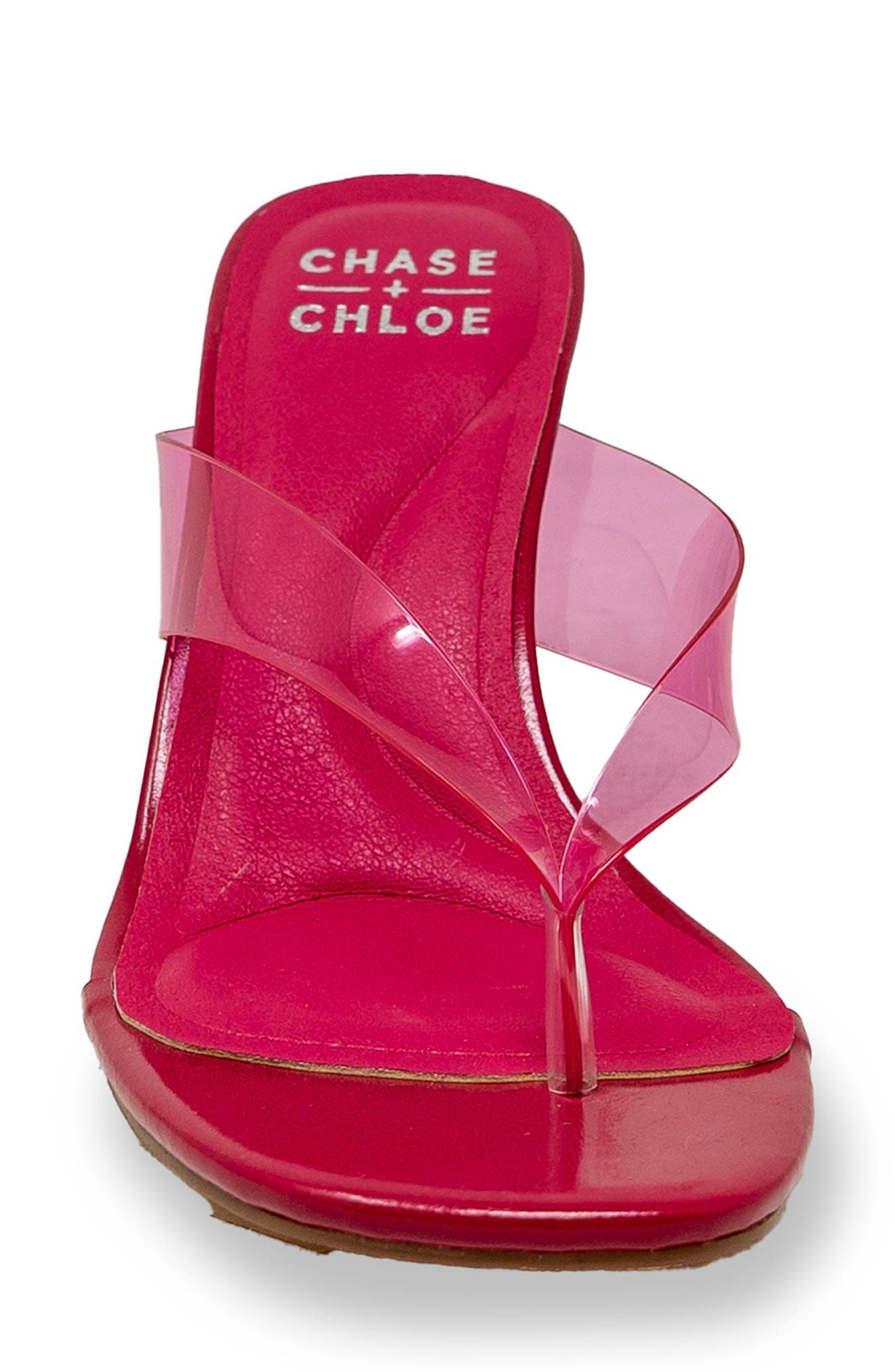 Translucent Strap Block Heel Sandal, Alternate, color, FUCHSIA
