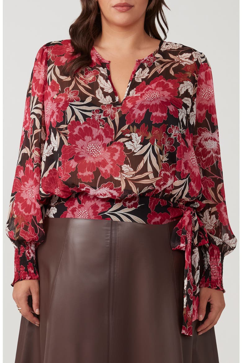 Petal Dream Floral Tie Hem Chiffon Top, Main, color, PRINT