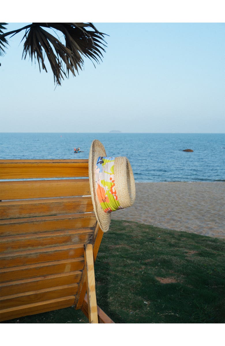 Lost Pattern "Frida's Garden" Straw Hat with Ribbon Band, Alternate, color, Pastel