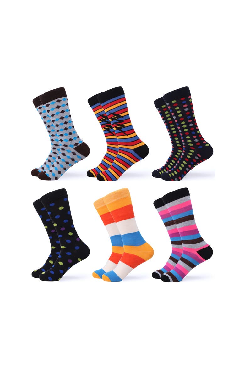 Fashion Patterned Dress Socks 6-Pack Gift Set, Main, color, Classy Collection