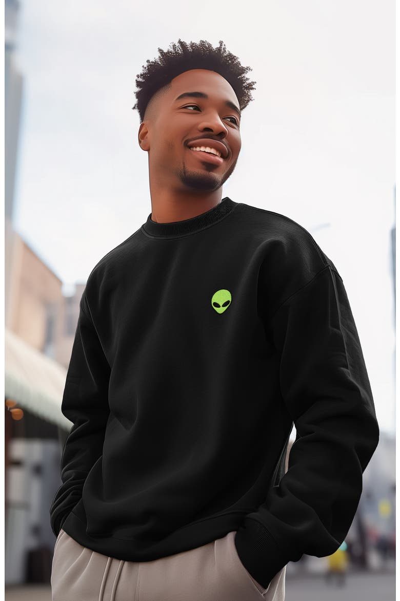 Alien Heavyweight Relaxed Mens Sweatshirt, Alternate, color, Black