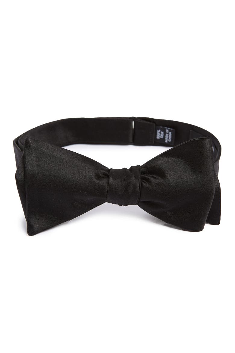 Silk Bow Tie, Main, color, BLACK